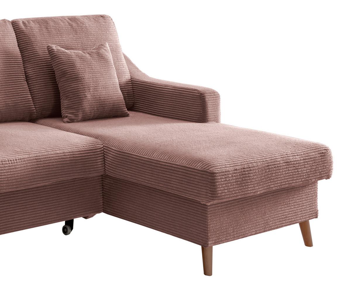 Ecksofa Valentina - Rosa/Naturfarben, Design, Textil (228/150cm) - P & B