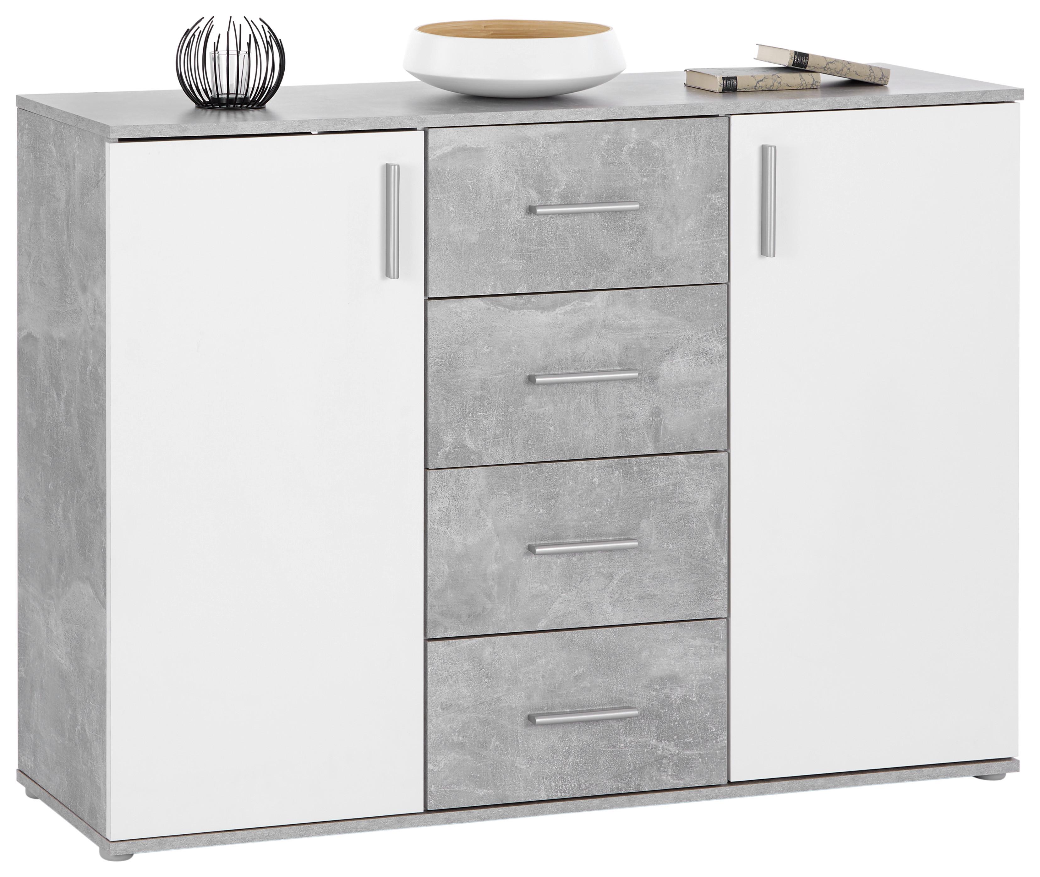 Komód Ina 132/95 Cm - világosszürke/fehér, Modern, faalapú anyag (132/94,8/38,3cm)
