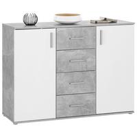 Kommode mit Schubladen B: 132 cm Ina Weiß/Betonoptik - Hellgrau/Weiß, MODERN, Holzwerkstoff (132/94,8/38,3cm)