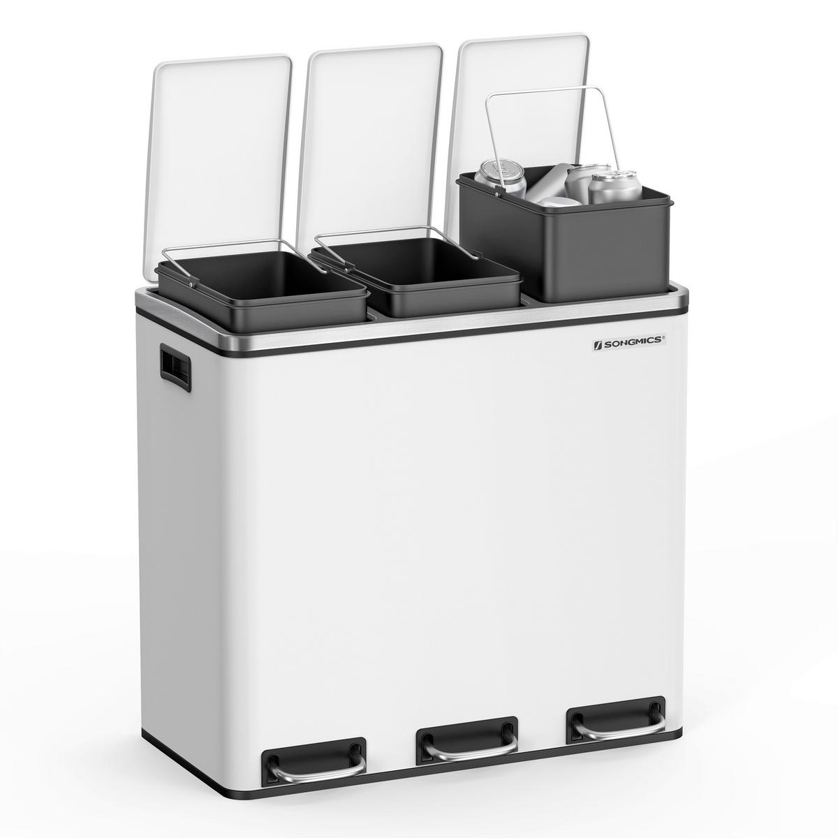 Abfallsammler Weiß B: 61 Cm - Schwarz/Weiß, Basics, Kunststoff/Metall (61/55,5/31,6cm)