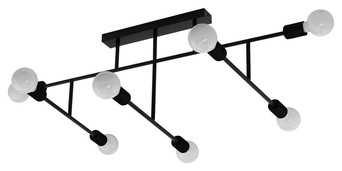 Deckenleuchte Belsiana L: 118 Cm 8-Flammig Drehbar - Schwarz, MODERN, Metall (118/51/35cm)