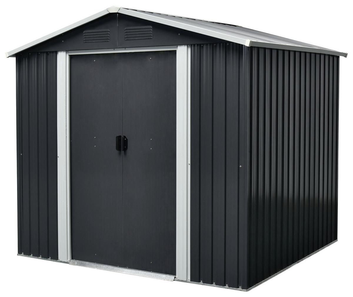 Gerätehaus Mit Satteldach Versperrbar Bxhxt 236x190x174 Cm - Anthrazit/Weiß, Basics, Metall (236/190/174cm)