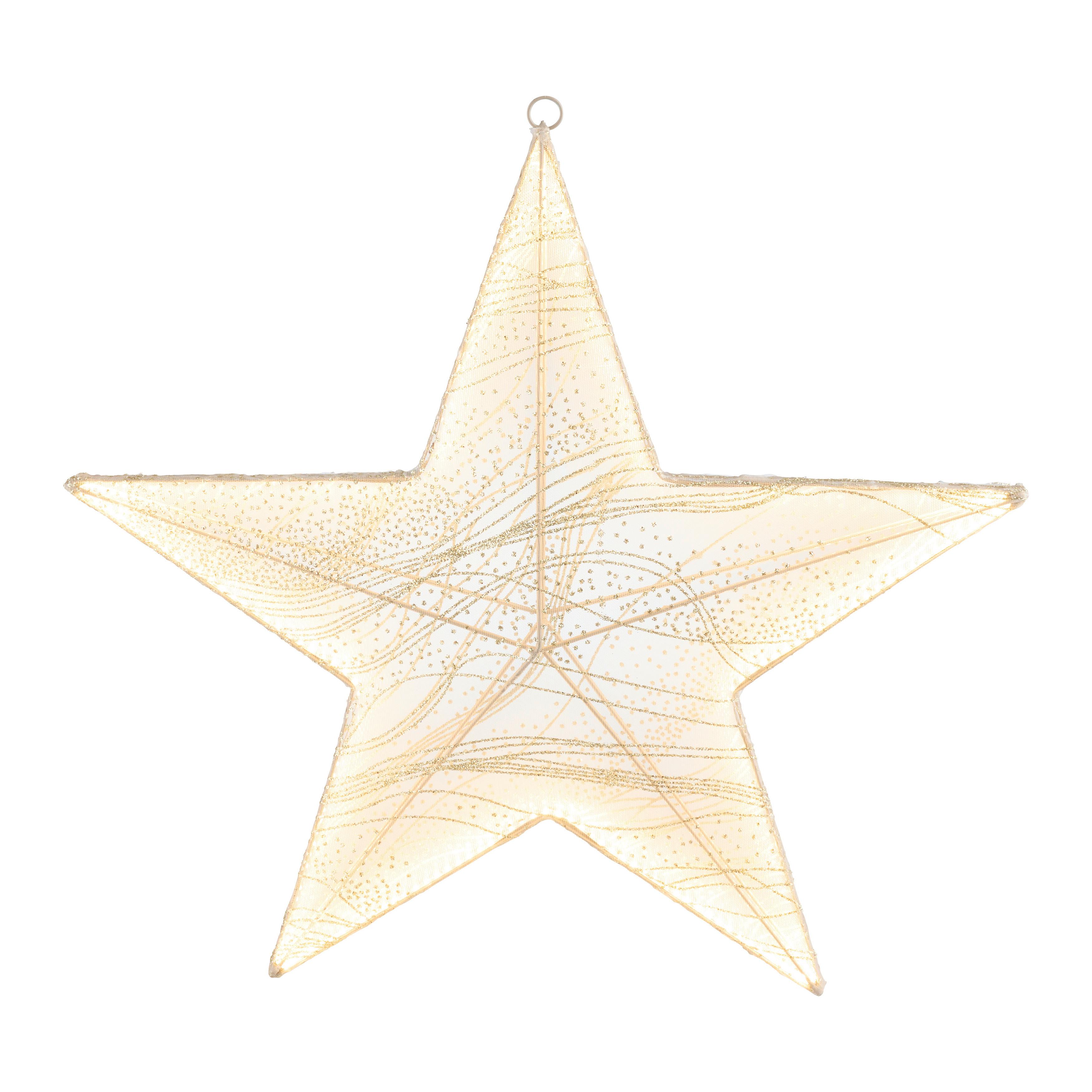 DEKORAČNÍ HVĚZDA STELLA - průhledné/barvy zlata, Moderní, kov/plast (59/59/4cm)