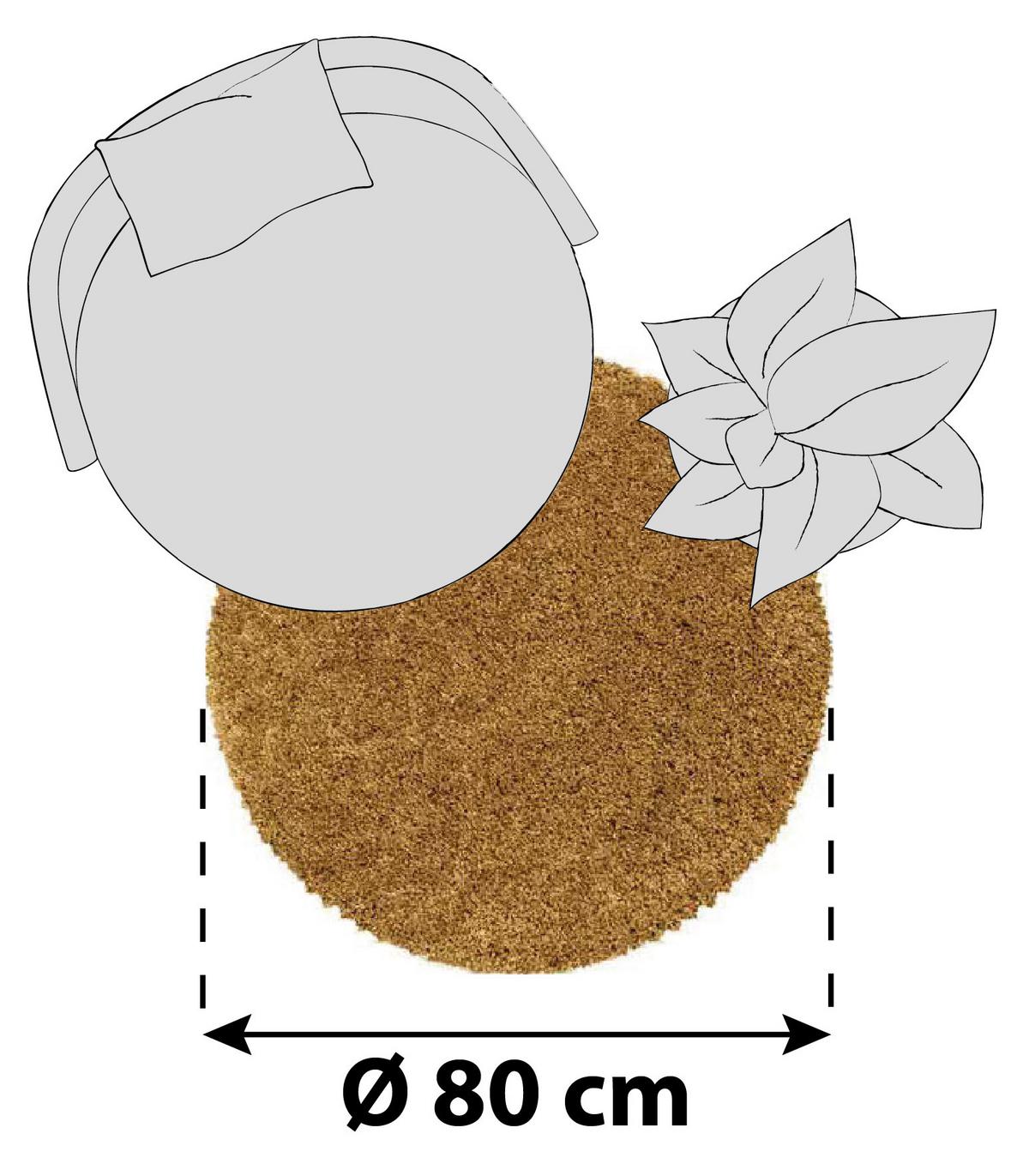 Hochflor Teppich Goldfarben Naturfaser Sydney Ø 80 Cm - Goldfarben, Basics, Textil (80cm)