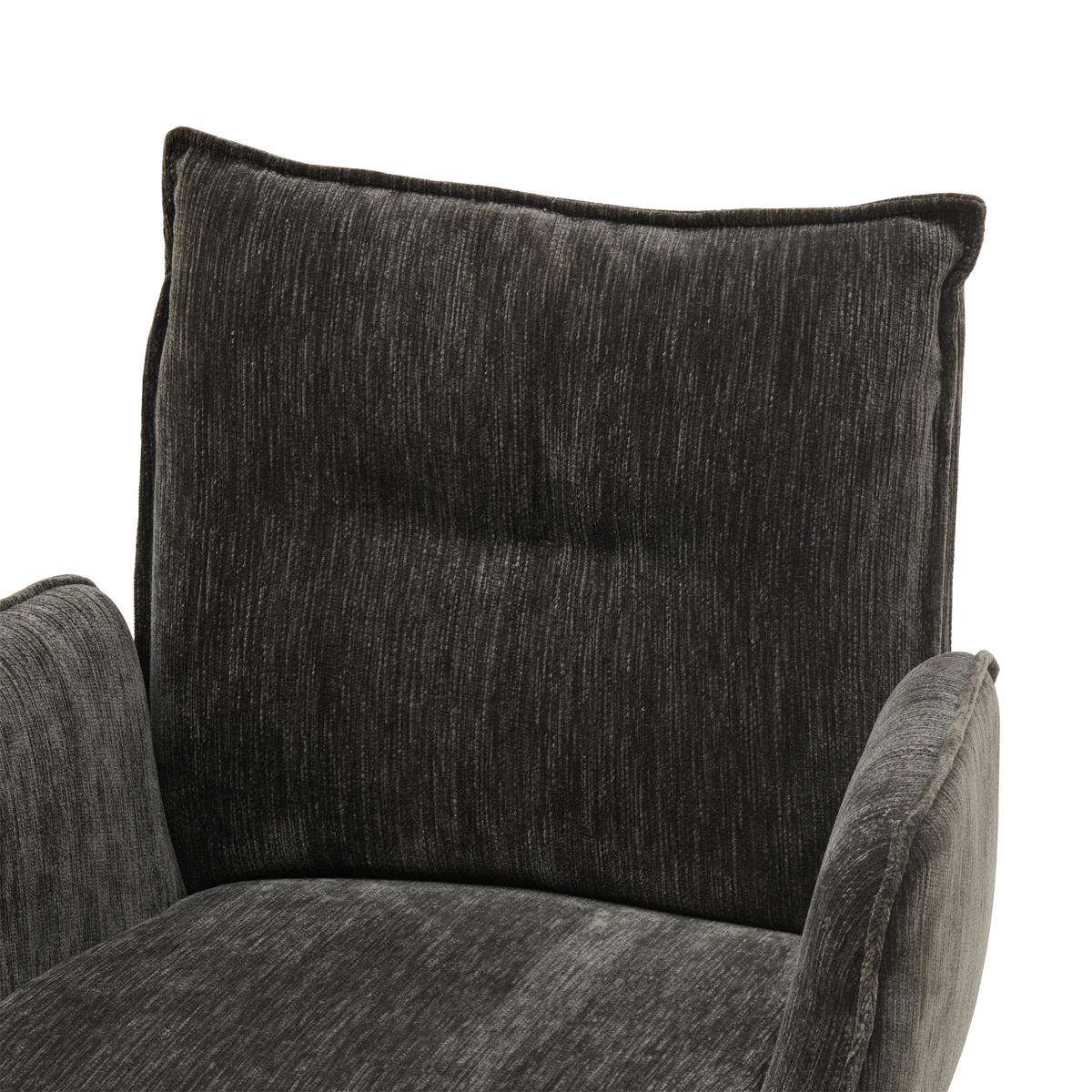 Armlehnstuhl Milena Webstoff Dunkelgrau, B: 58,5cm - Dunkelgrau/Schwarz, KONVENTIONELL, Textil/Metall (58,5/86/66cm) - MID.YOU