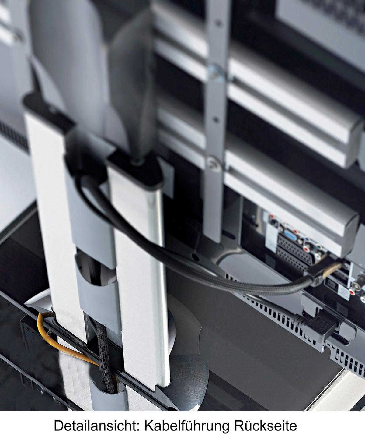 TV-Rack Bis 70" Schwenkbar mit Rollen Tosal Max. 30 Kg - Silberfarben/Schwarz, KONVENTIONELL, Glas/Metall (60/100/44cm) - MID.YOU