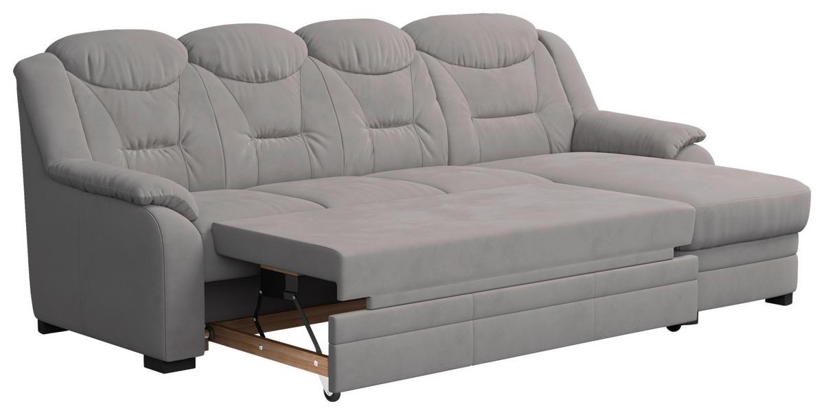 Ecksofa Marcus - Hellgrau/Schwarz, Basics, Textil (257/162cm) - MID.YOU