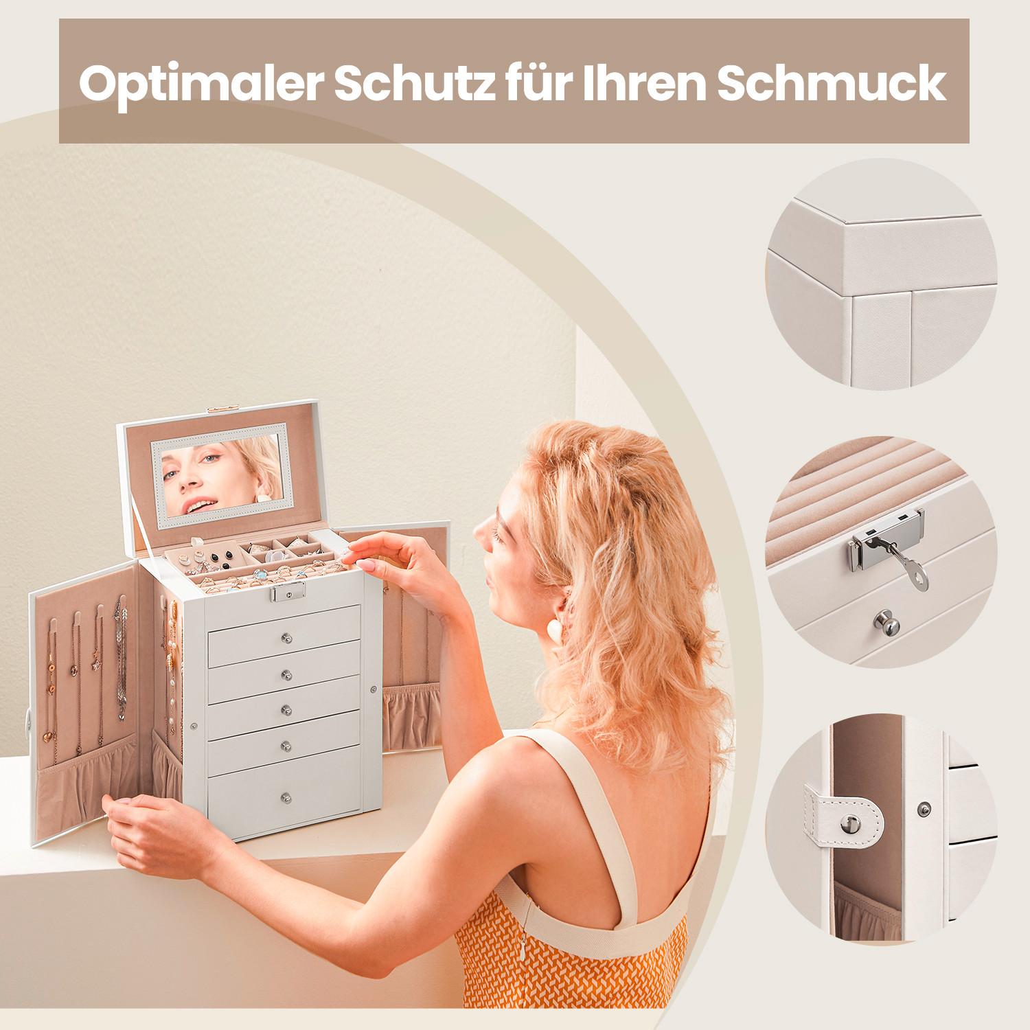 Schmuckkästchen Weiß B: 26 Cm - Weiß, LIFESTYLE, Holzwerkstoff (26/32/15,6cm)