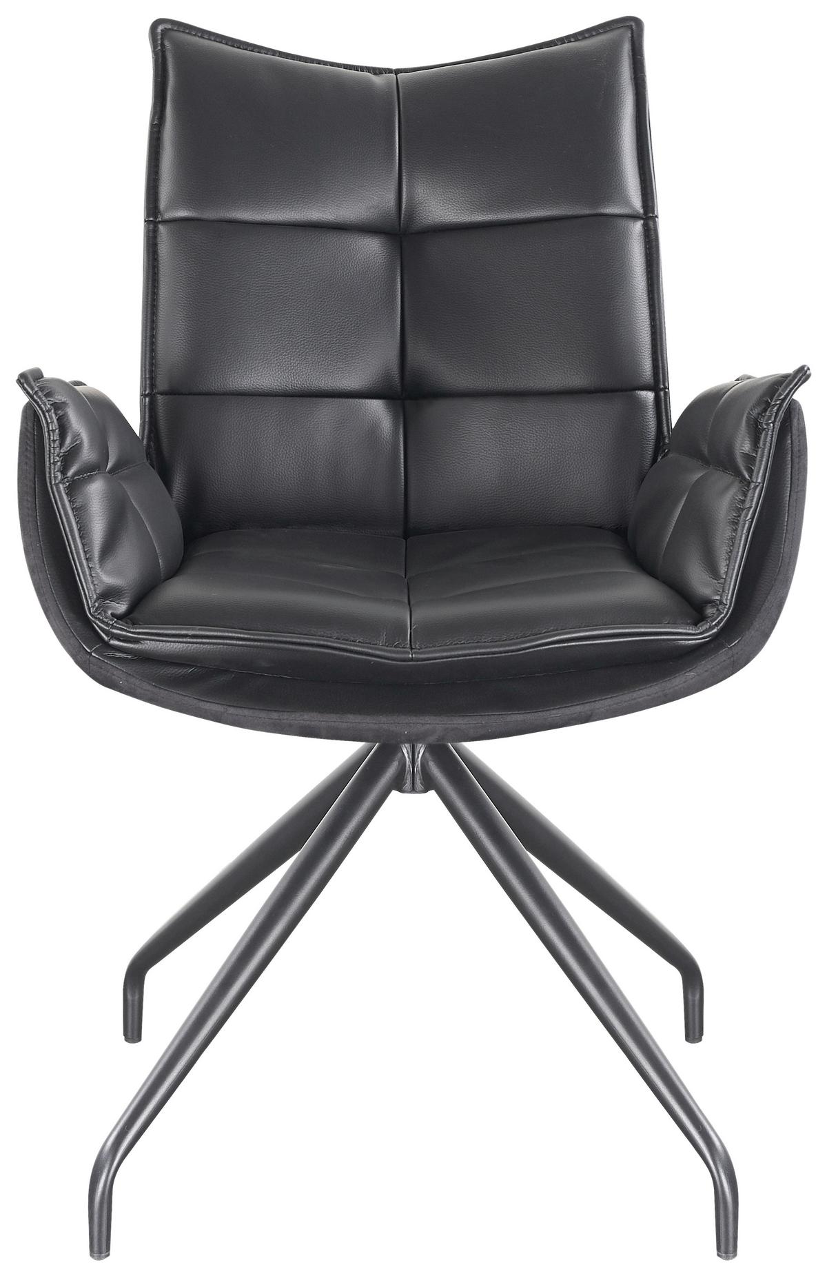 Armlehnstuhl Malin Giga Webstoff schwarz, B: 59cm - Schwarz, MODERN, Textil/Metall (61/92/66cm)