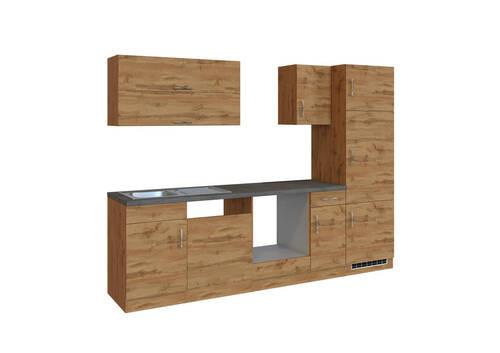 Küchenzeile Sorrento ohne Geräte 270 cm Eichefarben - Eichefarben/Anthrazit, MODERN, Holzwerkstoff (270/200/60cm) - Held