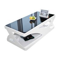 Couchtisch Schwarz, Weiß L: 120 cm - Weiß Hochglanz/Schwarz, Design, Glas/Holzwerkstoff (120/60/38cm) - Livetastic