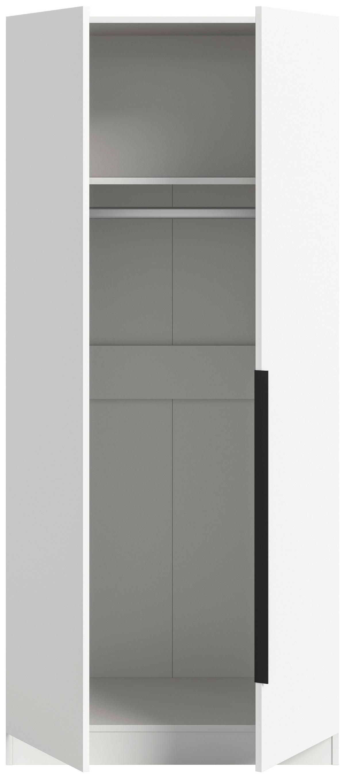 Šatníková skriňa Kopenhagen biela - čierna/biela, Modern, kompozitné drevo (80/181/52cm) - MID.YOU