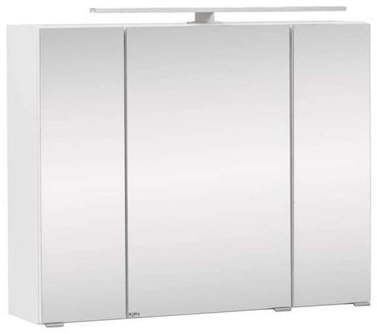 Spiegelschrank Stockholm Mit Led 3-Türig Bxhxt: 80x64x20 Cm - Weiß, KONVENTIONELL, Glas/Holzwerkstoff (80/64/20cm) - Held