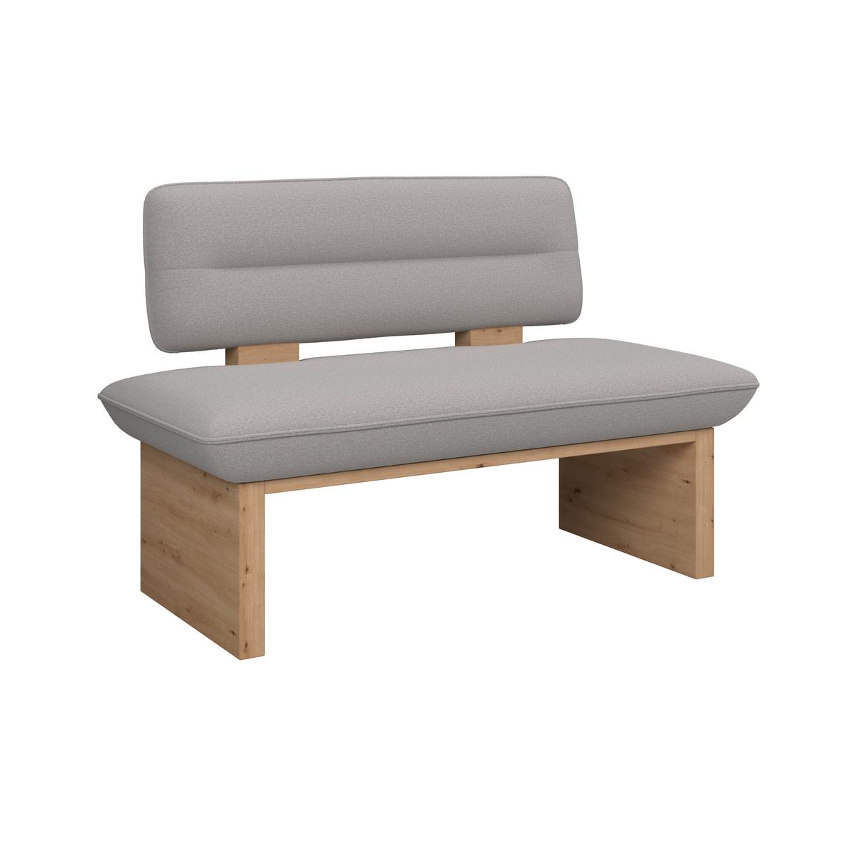 Sitzbank Beluna II Webstoff hellgrau, B: 140cm - Eichefarben/Hellgrau, KONVENTIONELL, Holzwerkstoff/Textil (140/87/67cm) - James Wood