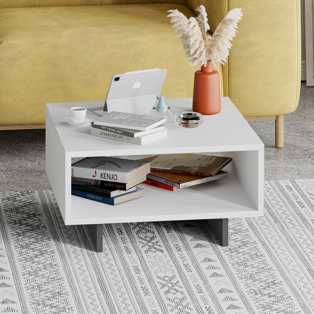 Couchtisch Hola Weiß/Anthrazit B: 60 cm - Anthrazit/Weiß, Design, Holzwerkstoff (60/60/32cm) - Livetastic