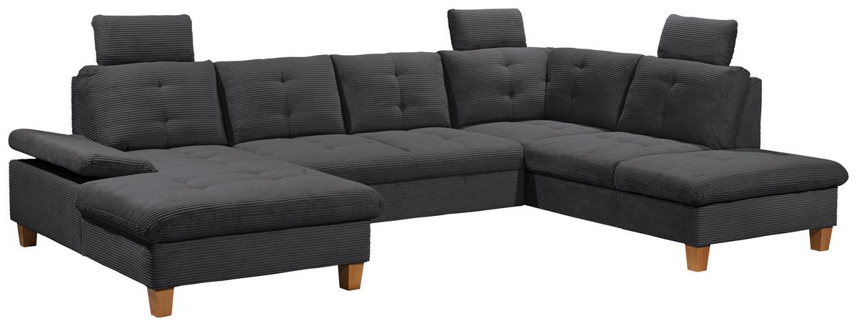 Wohnlandschaft Ascot Anthrazit U: 170x324x220 Cm - Eichefarben/Anthrazit, KONVENTIONELL, Textil (170/324/220cm) - MID.YOU