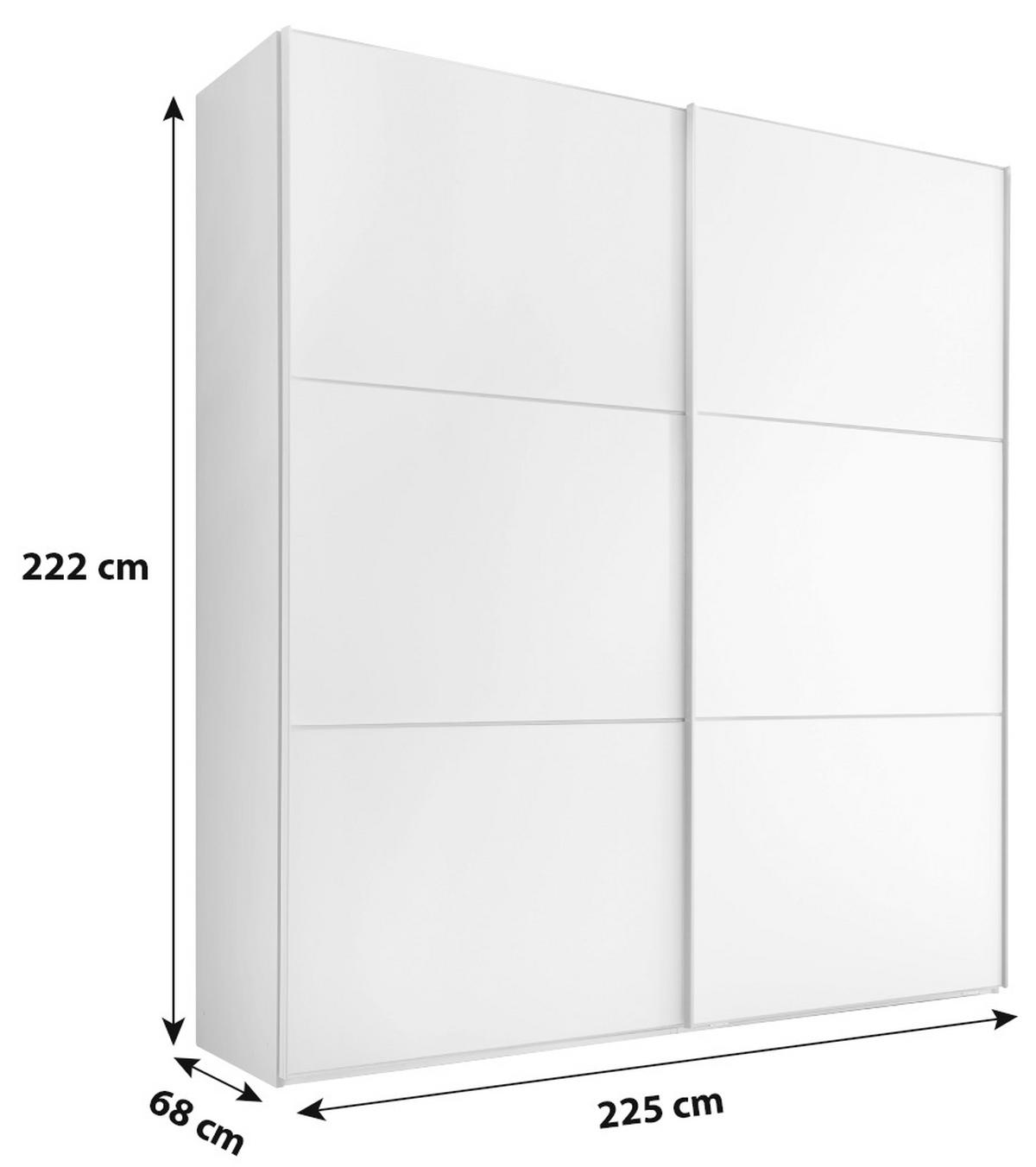Schwebetürenschrank 225 Cm Includo, Weiß - Weiß, MODERN, Holzwerkstoff (225/222/68cm) - MID.YOU