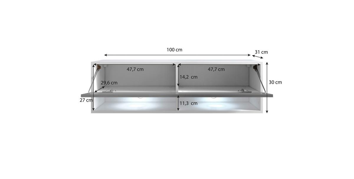 Tv-lowboard B: 100 Cm Weiß Hochglanz - Weiß Hochglanz/Weiß, LIFESTYLE, Holzwerkstoff (100/30/31cm) - P & B