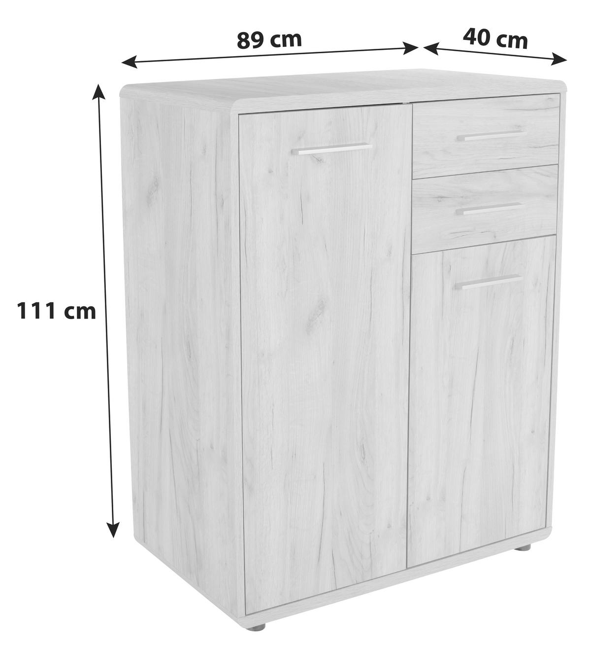 Schuhschrank Fontana Kraft Eiche Dekor B: 89,2 Cm - Eichefarben/Schwarz, MODERN, Holzwerkstoff (89,2/111/40cm)