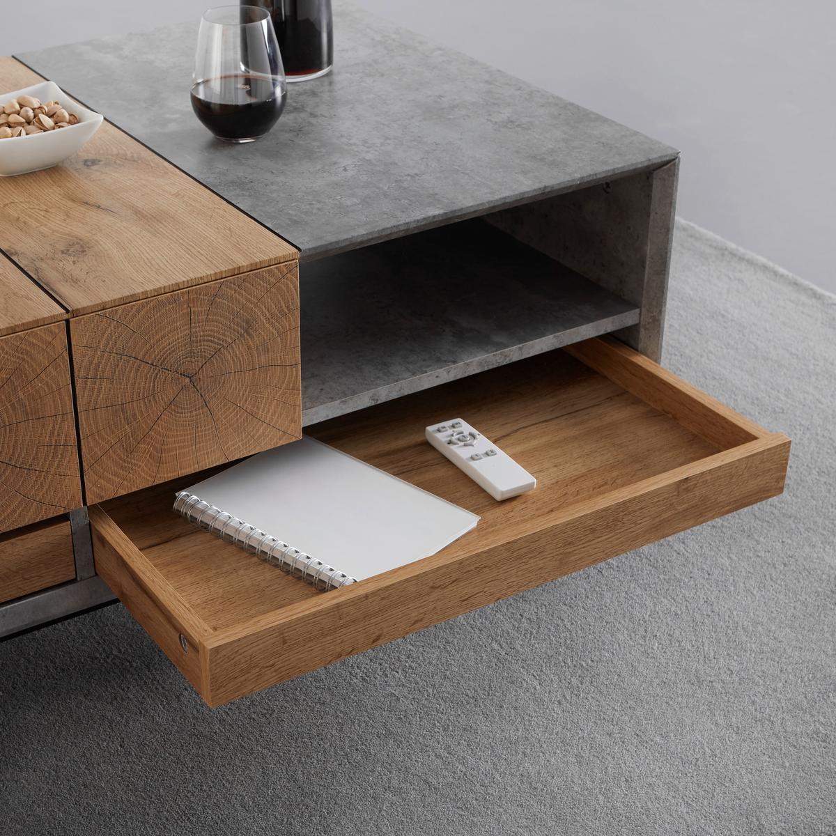Konferenční stolek CASPER - šedá/barvy dubu, Moderní, dřevo (120/60/42cm) - Modern Living