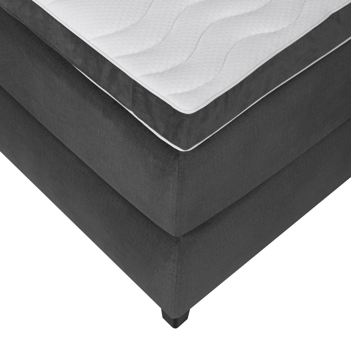 Boxspringbett Mit Topper + Matratze 160x200 Cm Kingston - Anthrazit/Schwarz, MODERN, Textil (160/200cm) - Livetastic