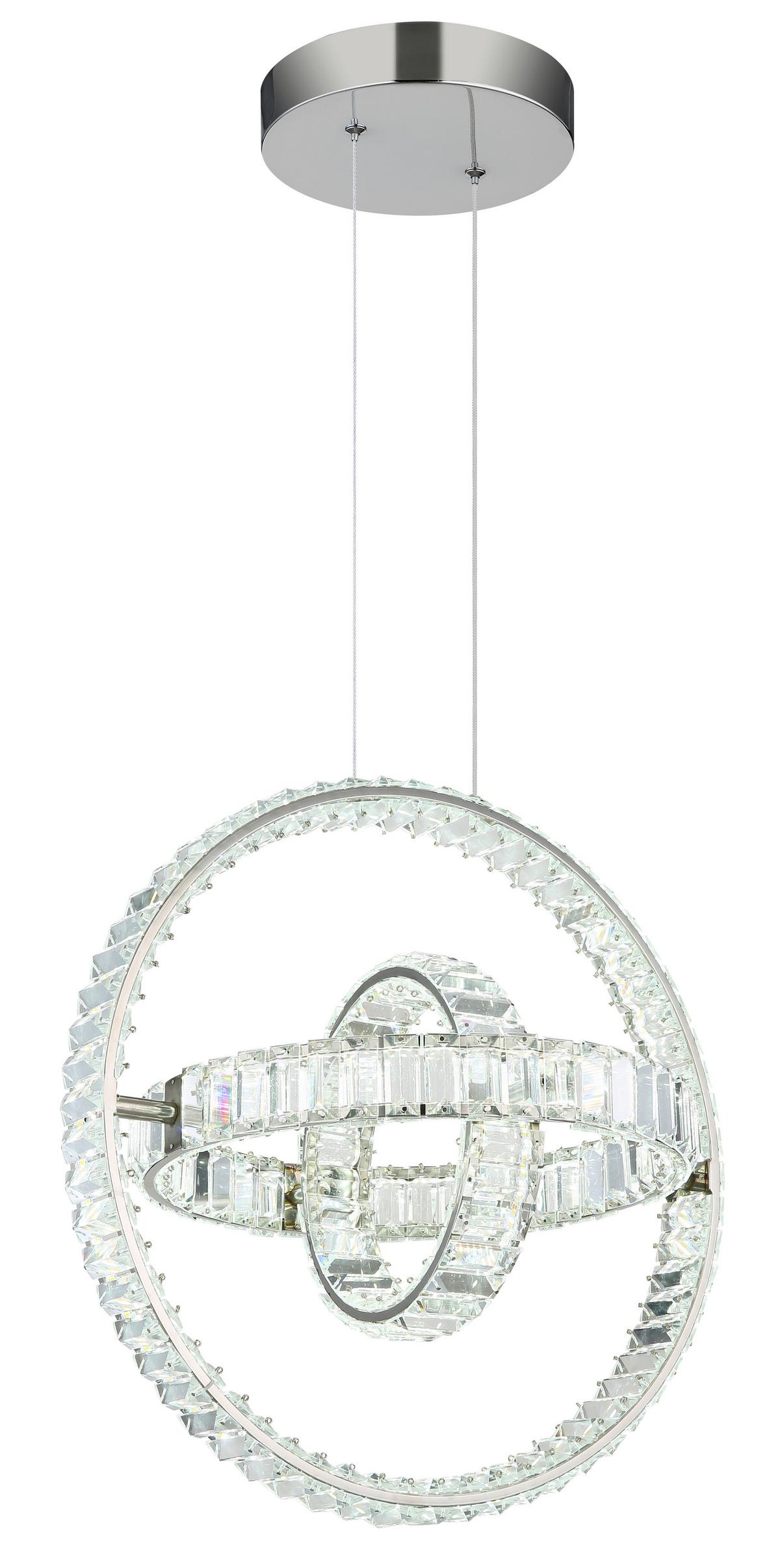 Hängeleuchte Neil Kristallglas - Klar/Chromfarben, Design, Glas/Metall (50/40/120cm) - Globo