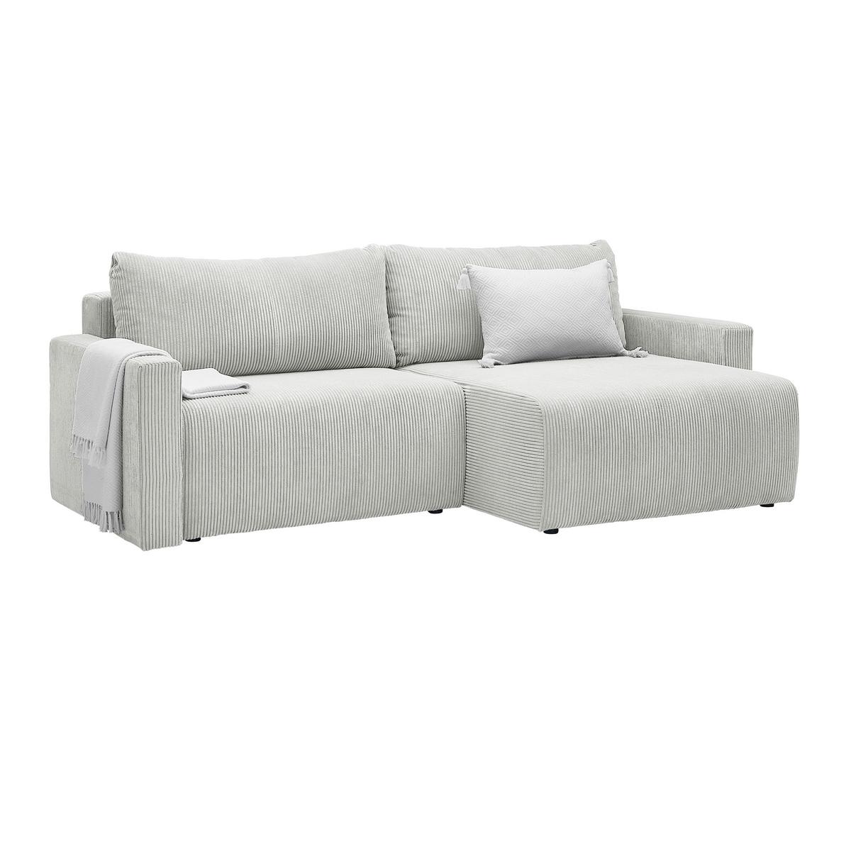 Rohová sedačka DIOS, oboustr.,béžový manšestr - černá/béžová, Moderní, kov/dřevo (228/91/146cm) - Based