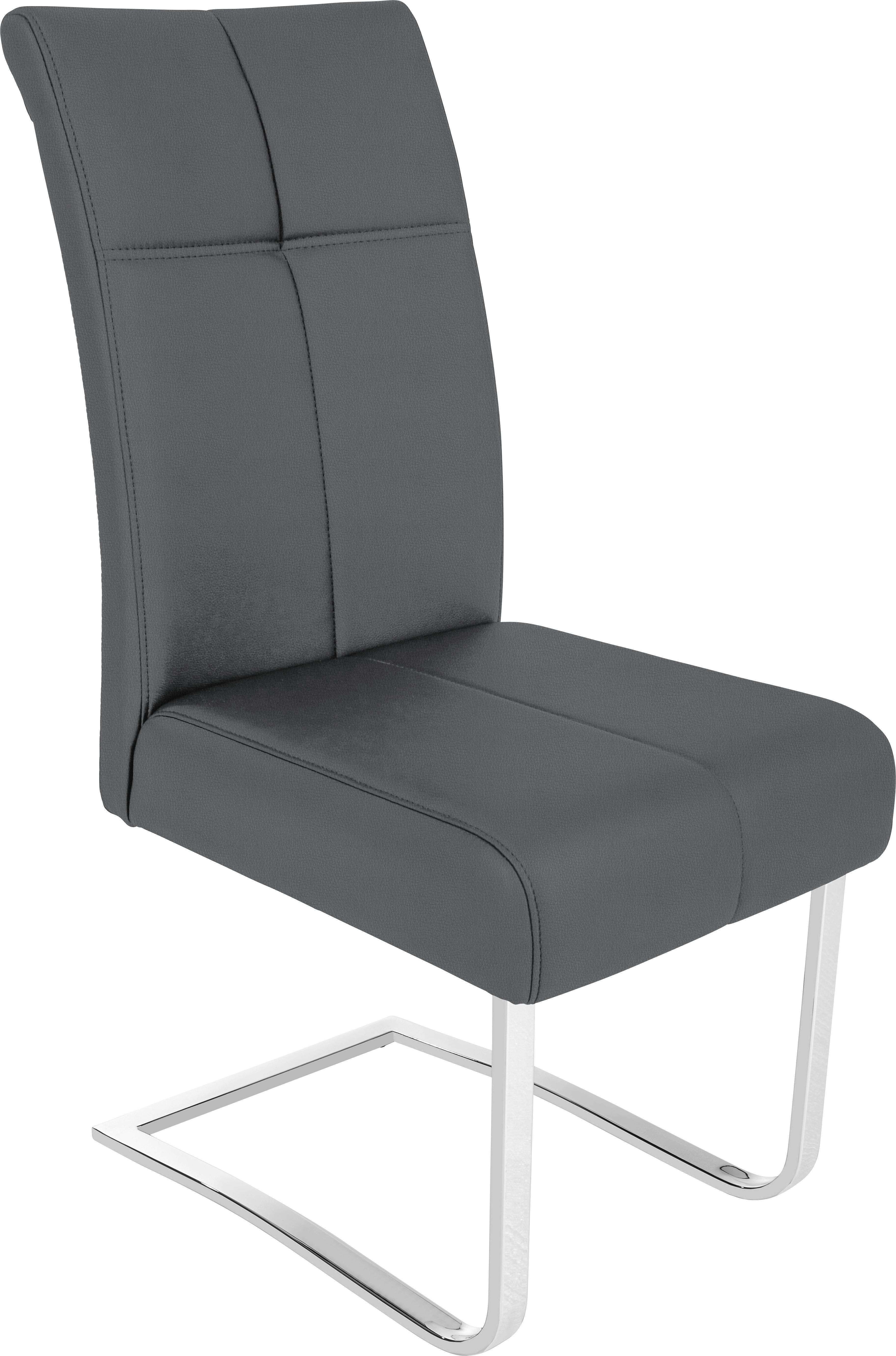 Schwingstuhl Rab - Grau, MODERN, Leder/Metall (44/100/50cm) - Ombra