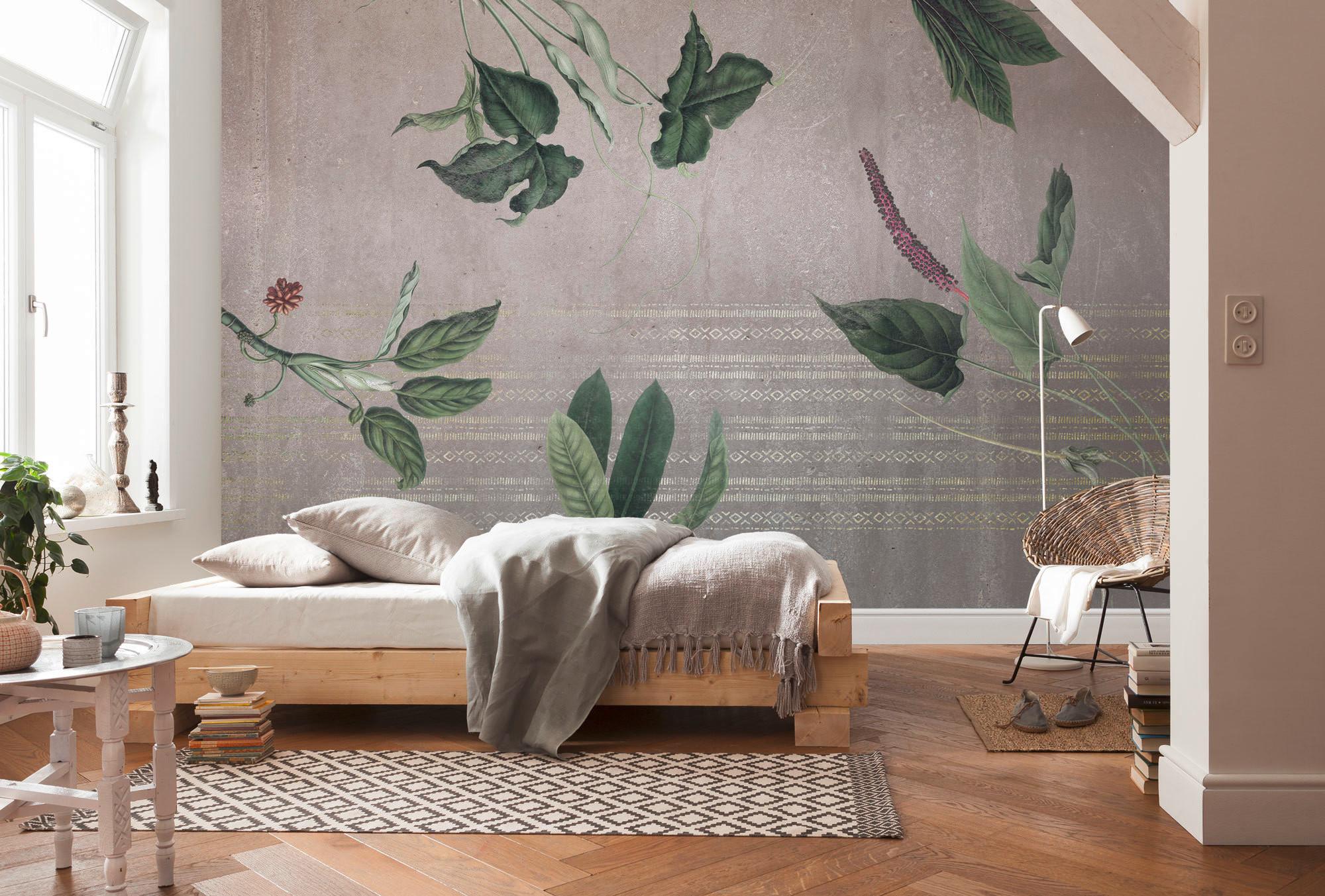 Fototapete Tropic Concrete - Rot/Grau, Trend, Papier (400/280cm) - Komar