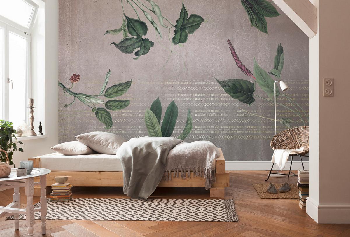 Fototapete Tropic Concrete - Rot/Grau, Trend, Papier (400/280cm) - Komar