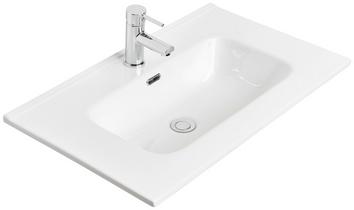 Weißes, rechteckiges Waschbecken aus Keramik Weißes, rechteckiges Waschbecken aus Keramik