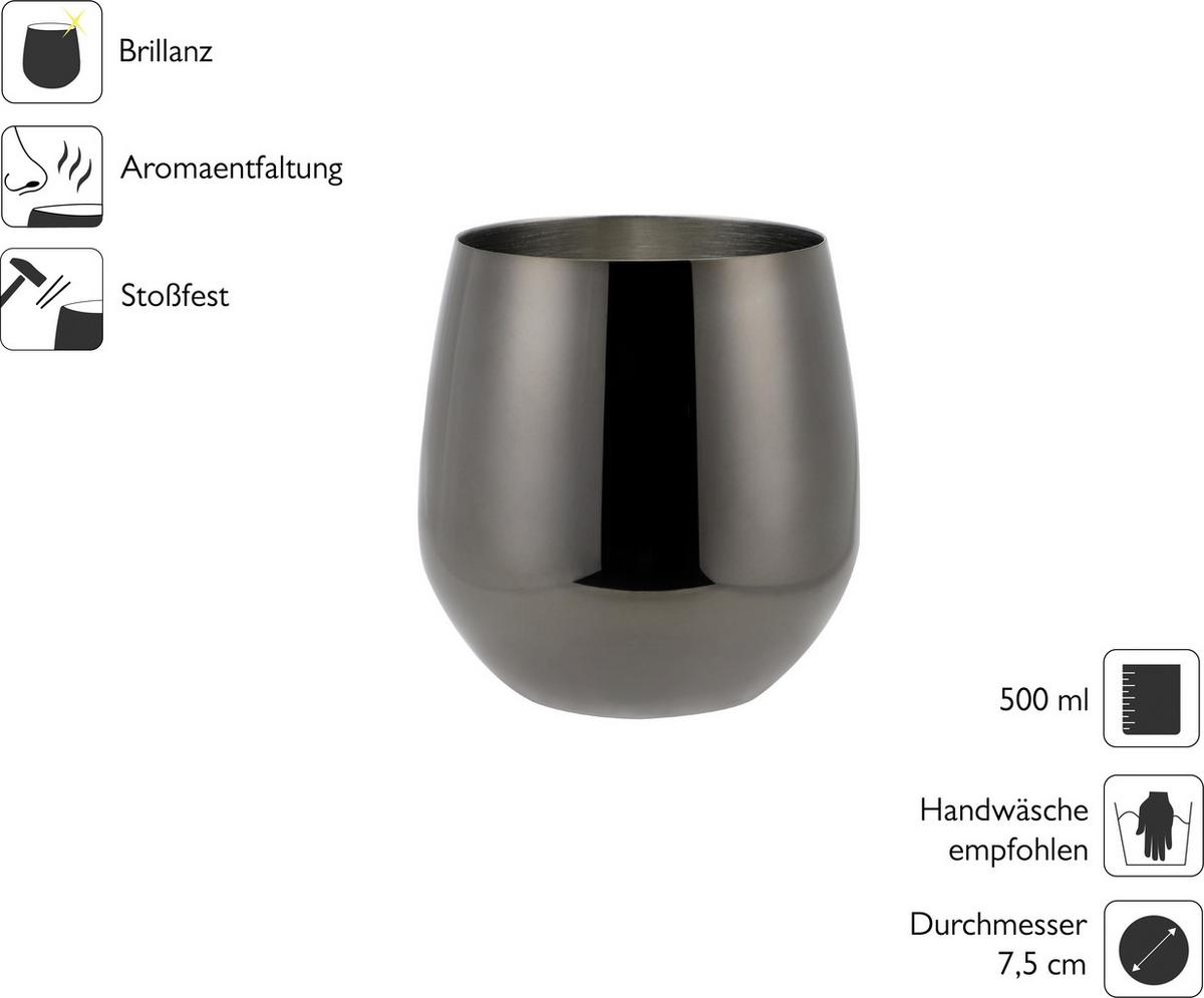 Wasserglas 6er-Set Je ca. 500 ml - Schwarz, Trend, Metall (9,9cm) - Echtwerk