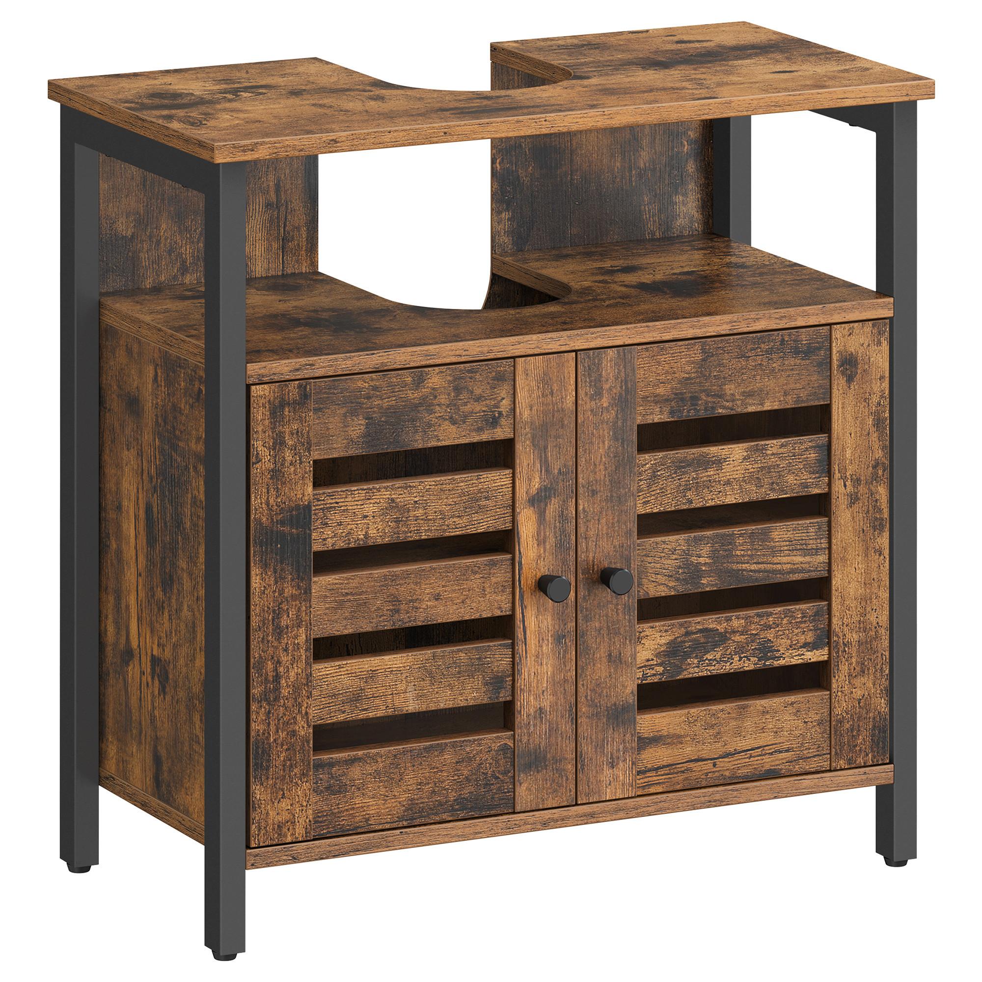 Waschbeckenunterschrank Bbc901b01 - Schwarz/Braun, Trend, Holzwerkstoff/Metall (60/60/30cm) - MID.YOU