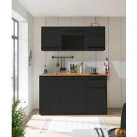 Kuchyňský blok bez spotřebičů JAZZ SINGLE - černá/barvy dubu, Trend, kompozitní dřevo/plast (160kg) - MID.YOU