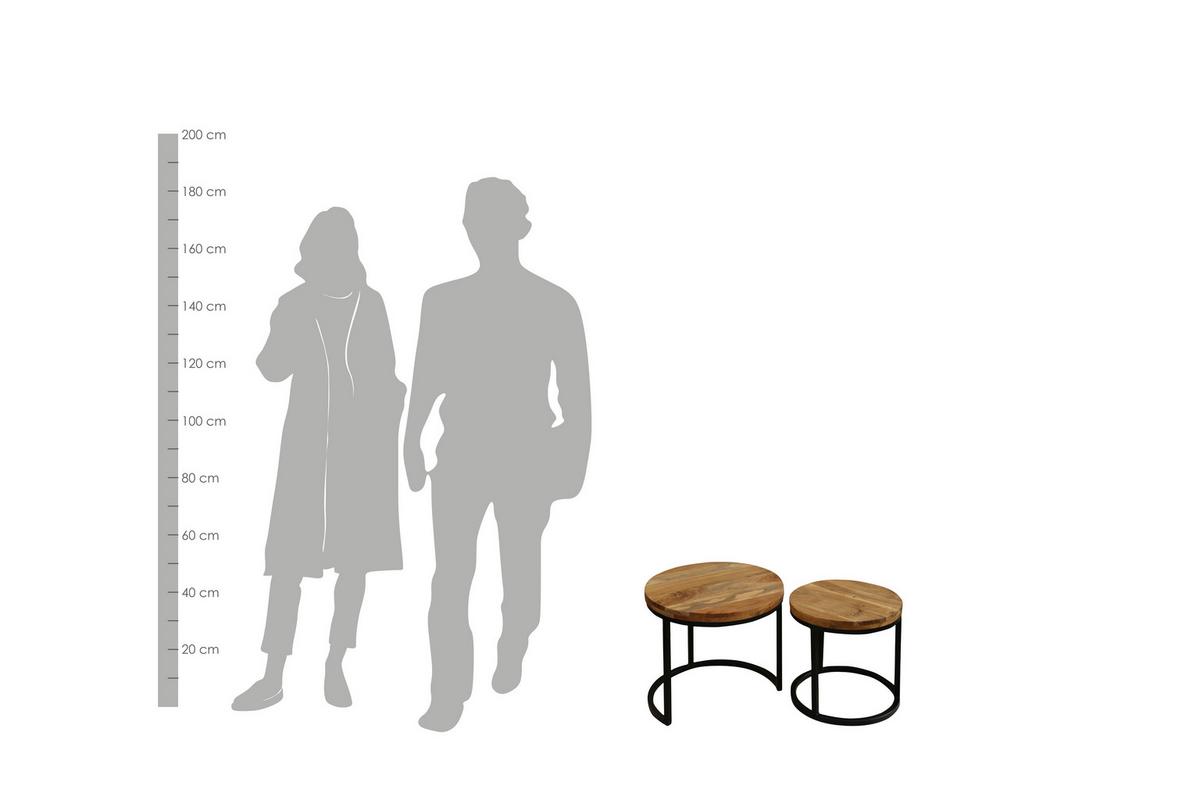 Satztisch Selma B: 40-50cm Akaziefarben - Schwarz/Akaziefarben, MODERN, Holz/Metall - MID.YOU