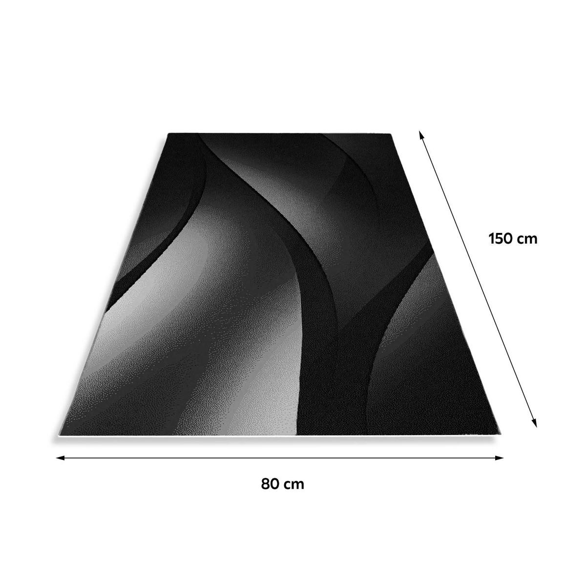 Webteppich Schwarz/Weiß Naturfaser Plus 80x150 cm - Schwarz/Weiß, Design, Textil (80/150cm)