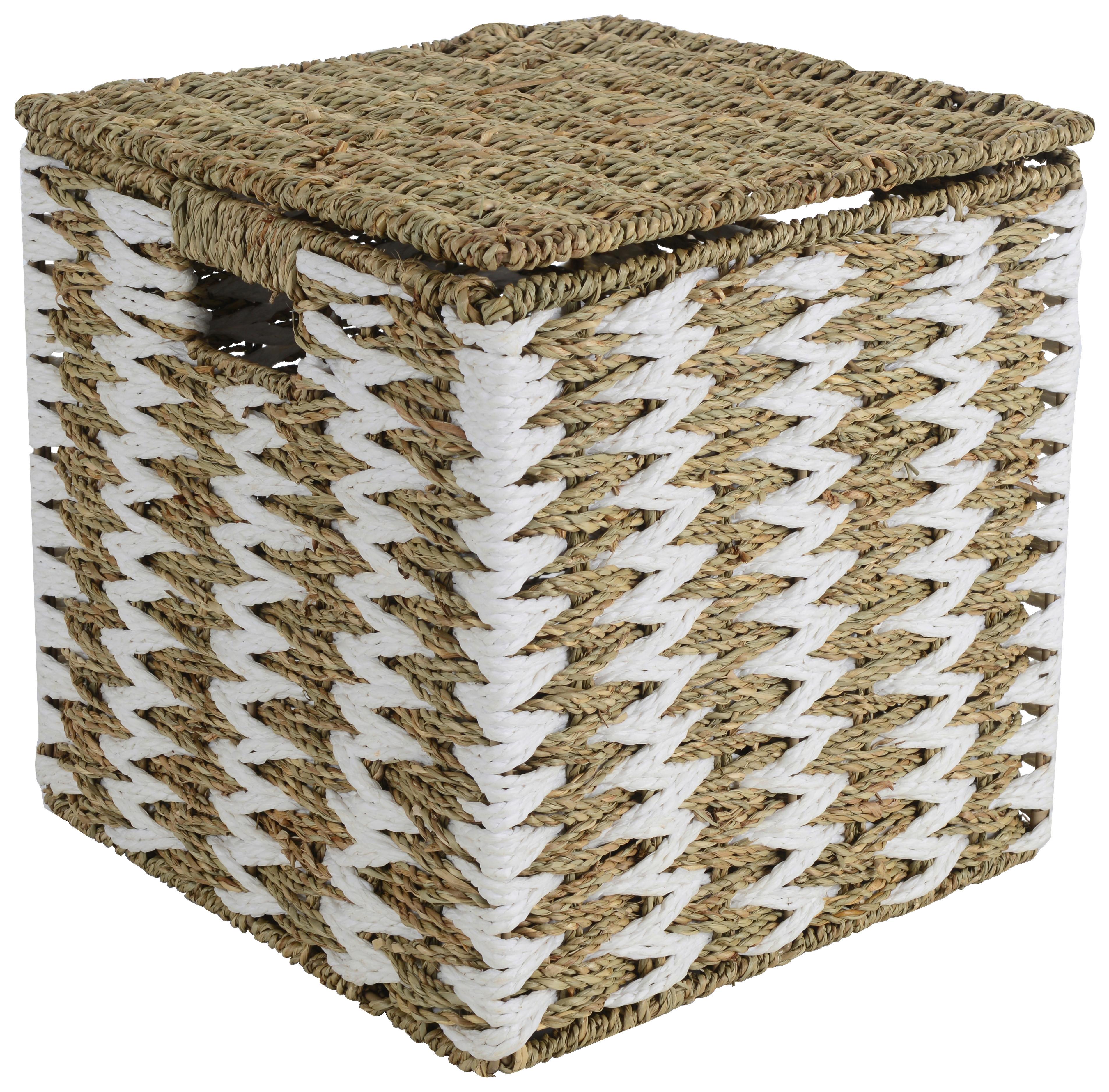 KOŠÍK LENA - biela/prírodná farba, Konventionell, kov/prírodné materiály (30/30/30cm) - Mömax