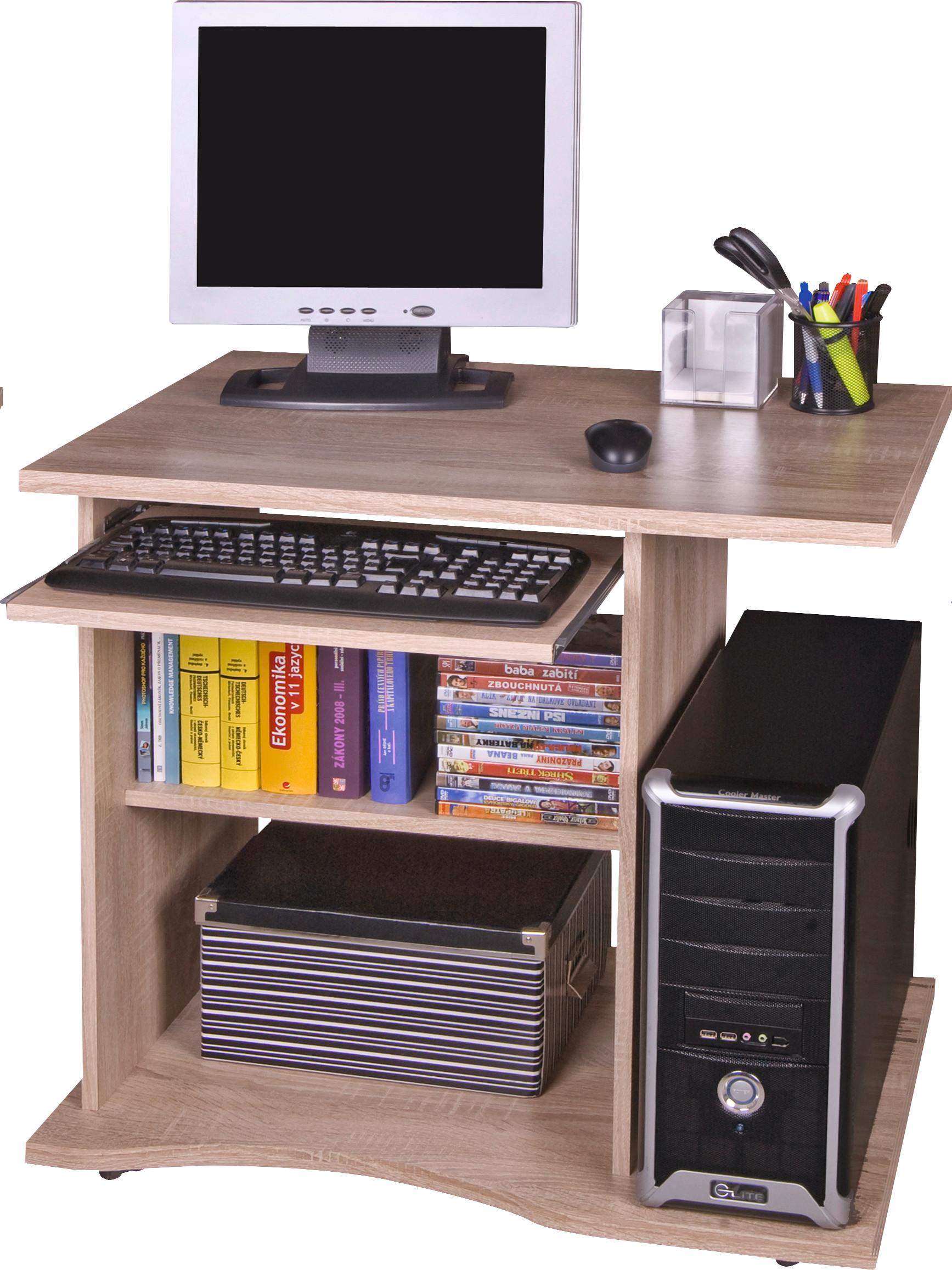 Schreibtisch mit Stauraum + Tastaturauszug B 78cm Olin - Eichefarben, MODERN, Holz (78/75/50cm)