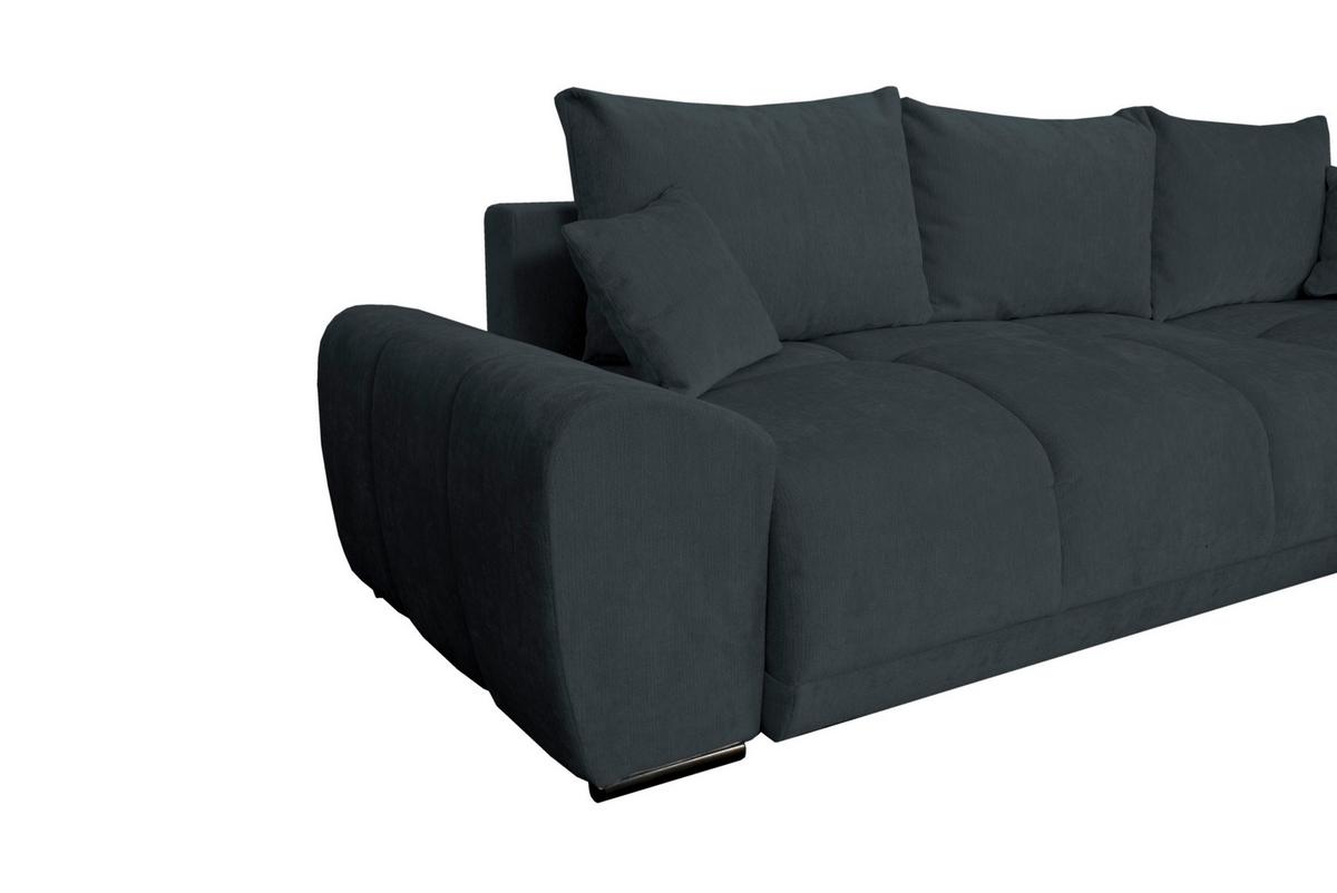 Rohová sedačka BONN, oboustranná, grafitová žinylka - černá/barvy grafitu, Moderní, textil/plast (296/182cm)