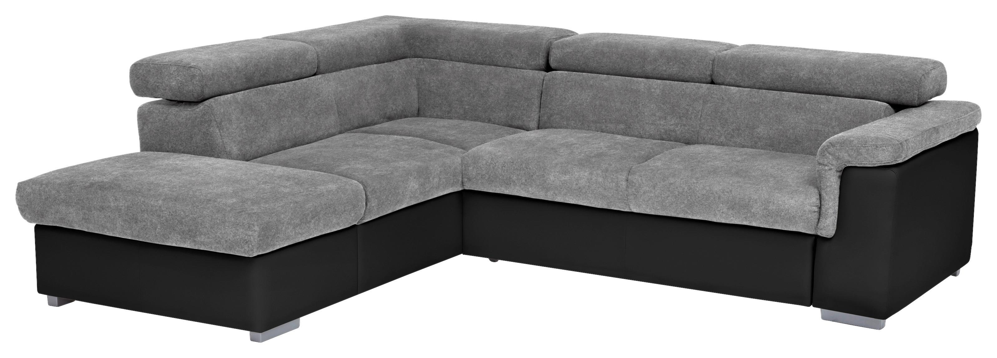 Sedací souprava MILLA šedá/černá levý roh - šedá/černá, Basics, dřevo/textil (217/252cm)