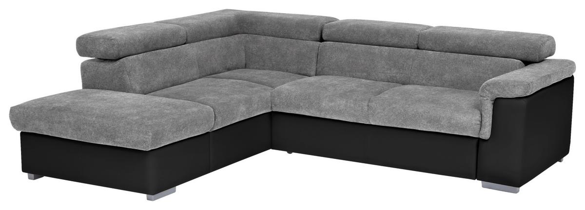Sedací souprava MILLA šedá/černá levý roh - šedá/černá, Basics, dřevo/textil (217/252cm)