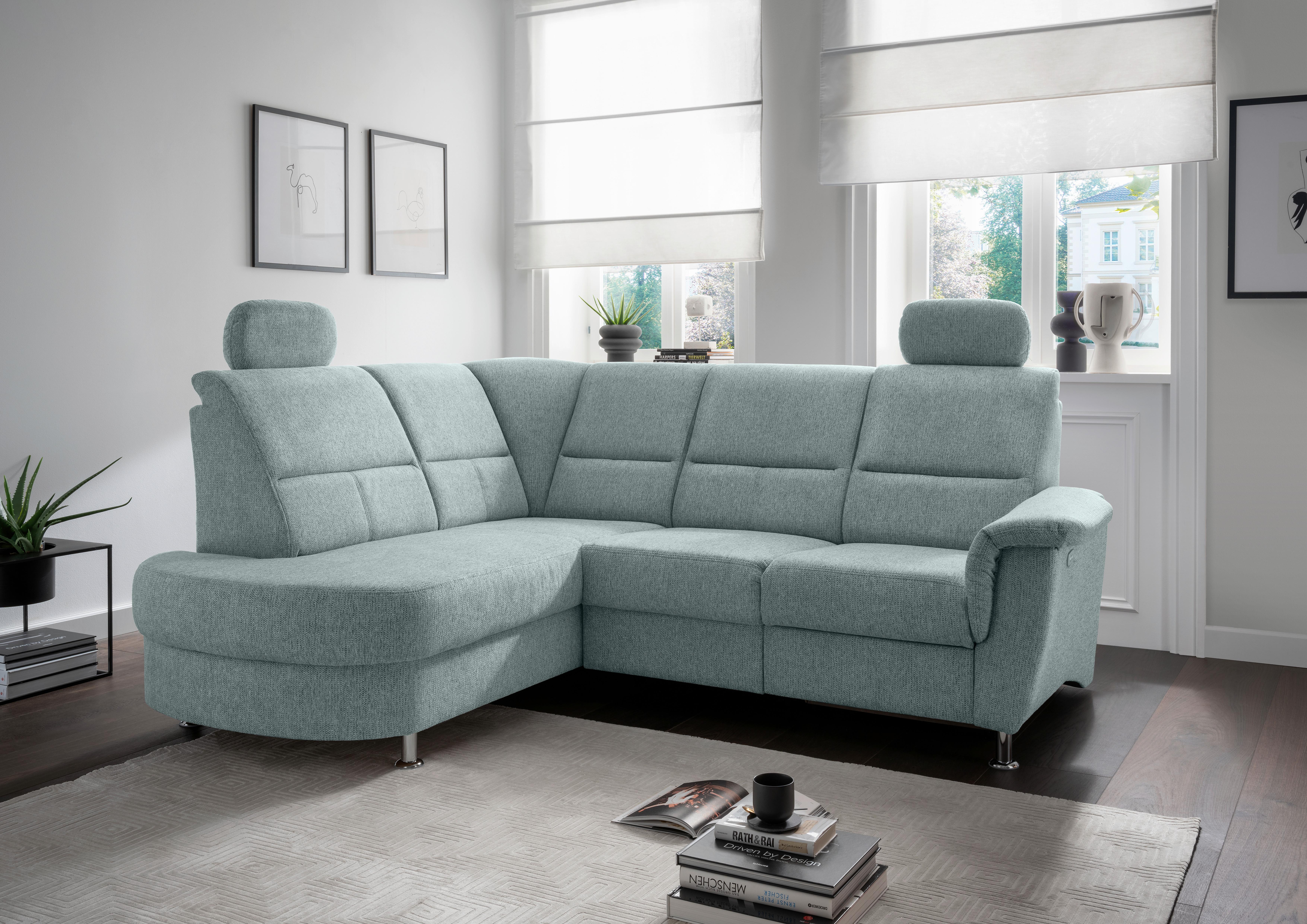 Ecksofa mit Stauraum Parole Graubraun Chenille - Chromfarben/Blau, KONVENTIONELL, Textil (184/231cm) - Livetastic