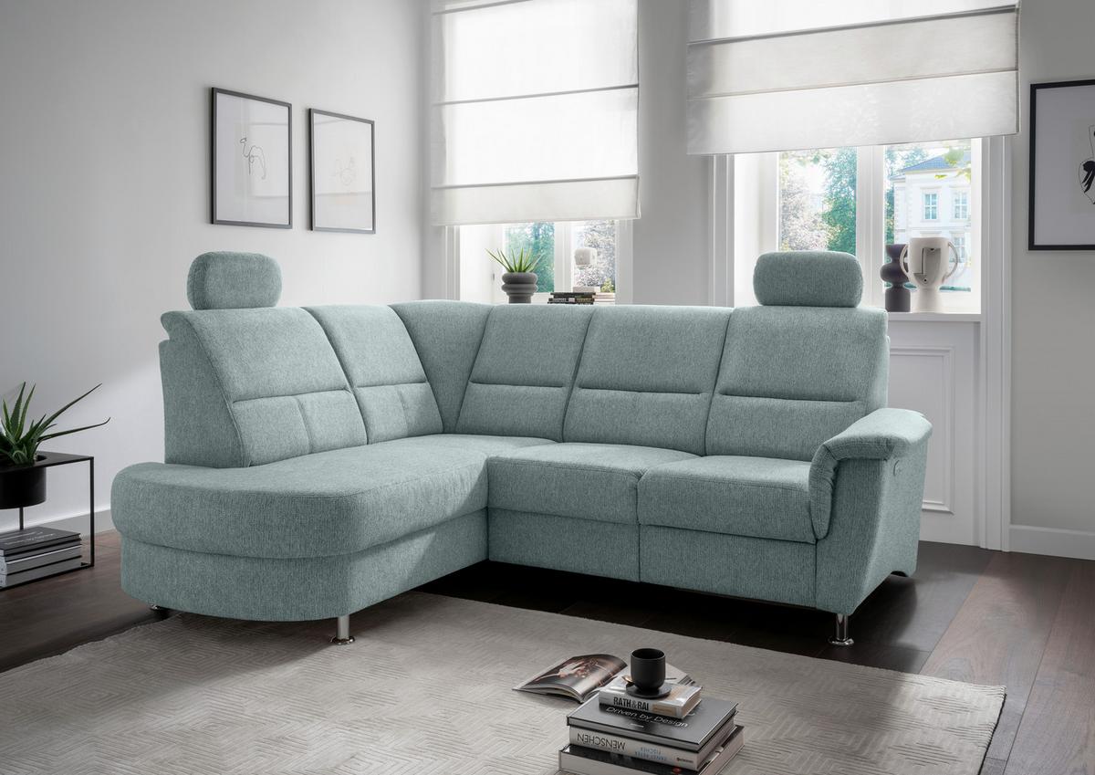 Ecksofa mit Stauraum Parole Graubraun Chenille - Chromfarben/Blau, KONVENTIONELL, Textil (184/231cm) - Livetastic