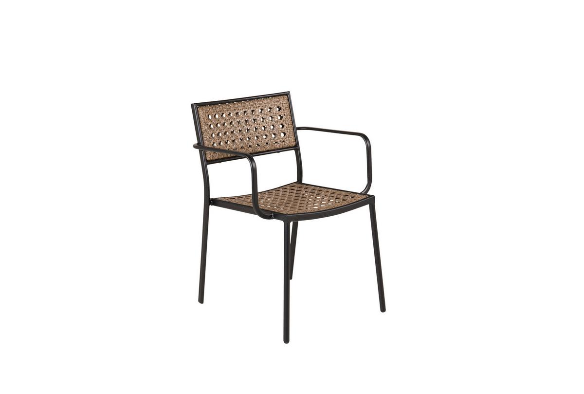 Gartenstuhl-Set Paola Metall, Kunststoff - Schwarz, KONVENTIONELL, Kunststoff/Metall (56/80/59cm) - Gardenson
