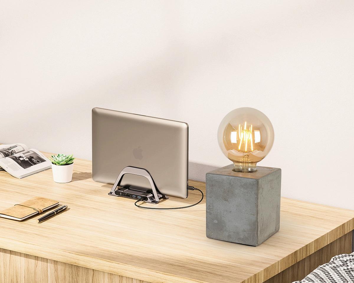 STOLNÁ LAMPA STON - čierna/sivá, Modern, plast/kameň (9,5/9,5/11cm) - Mömax