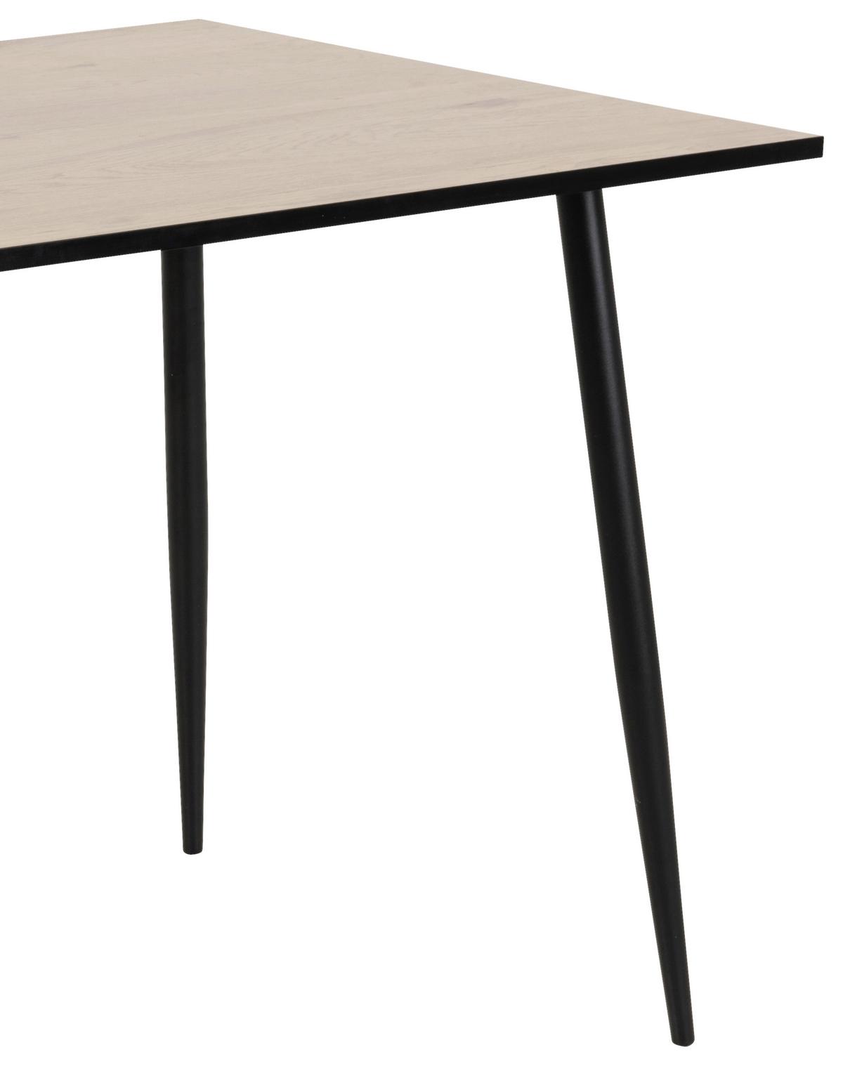 Esstisch Wilma 120x80 Cm Eiche Dekor/schwarz - Eichefarben/Schwarz, KONVENTIONELL, Holzwerkstoff/Metall (120/80/75cm) - MID.YOU