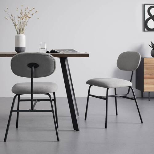 Sada 2ks stoličiek PINO svetlá sivá - čierna/svetlosivá, Modern, kov/textil (46/80/55cm) - PBJ