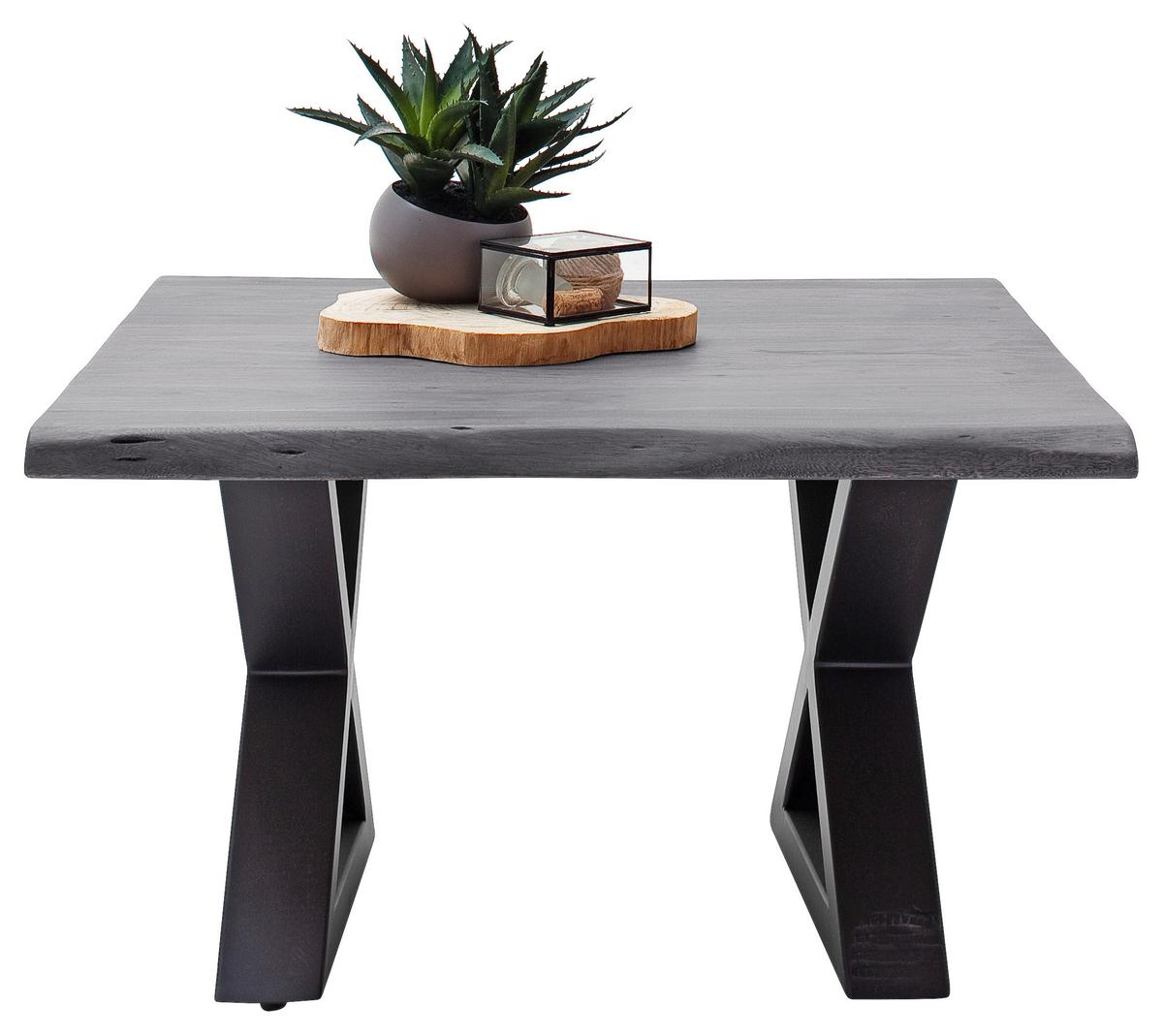 Couchtisch Holz Mit Massiver Tischplatte Cartagena, Akazie - Anthrazit/Grau, MODERN, Holz/Metall (75/45/75cm)