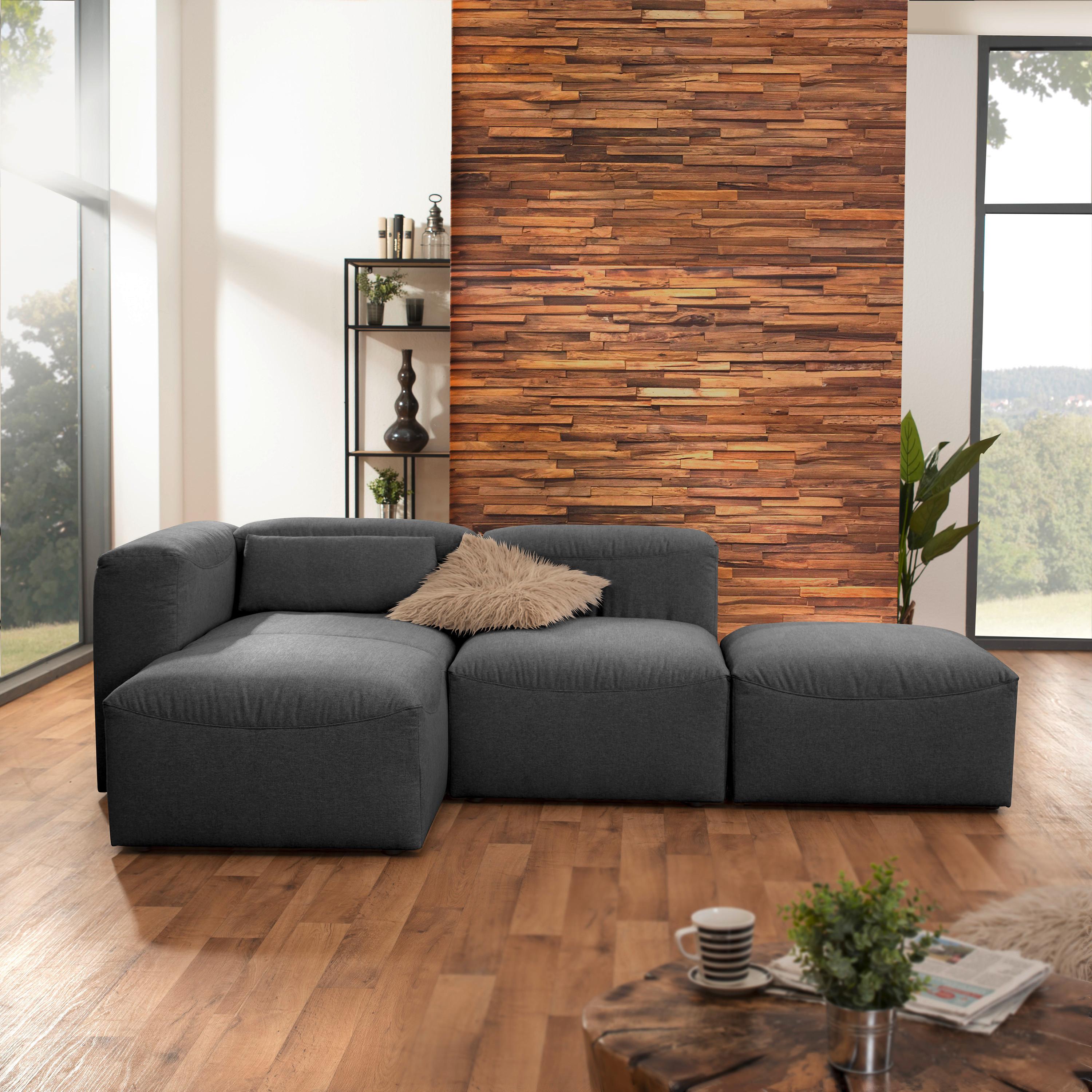 Ecksofa Lena Anthrazit Flachgewebe - Anthrazit, Design, Textil (250/73/160cm) - Max Winzer