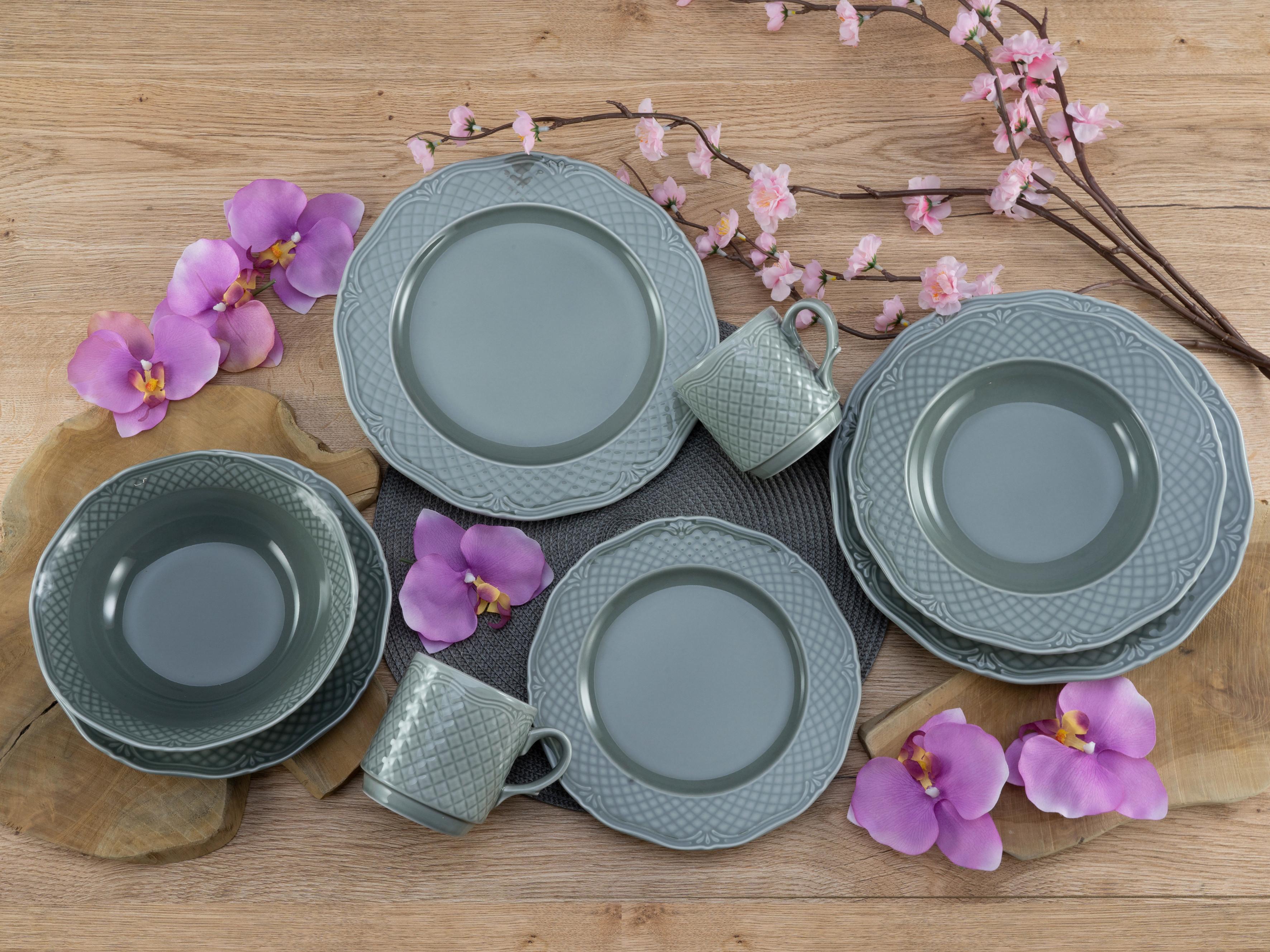 Kombinovaná souprava Arianne, 20 dílná pro 4 osoby - šedá, Basics, keramika - Creatable